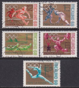Russia 1968 Sc 3492-6 Gymnast Weight Lifting Rowing Fencing Running Stamp CTO
