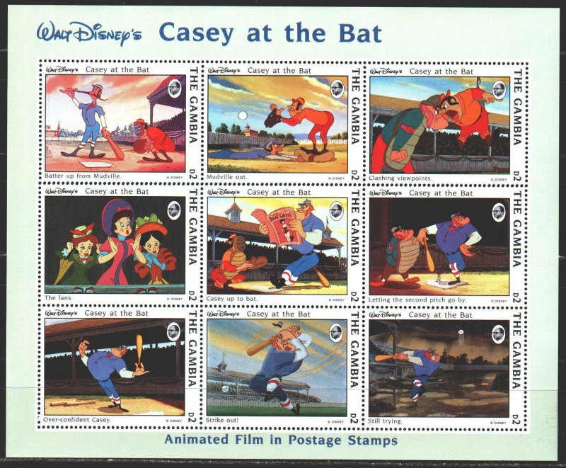 Gambia. 1993. Small sheet 1758-66. Animation, Disney. MNH.