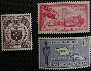 Samoa 1958 #220-222 Set of 3 MH SCV $1.45