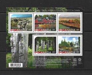 CANADA - 2014 UNESCO SOUVENIR SHEET - SCOTT 2739 - MNH