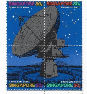 Singapore  Sc #143  Satellite dish block of 4 OG VF