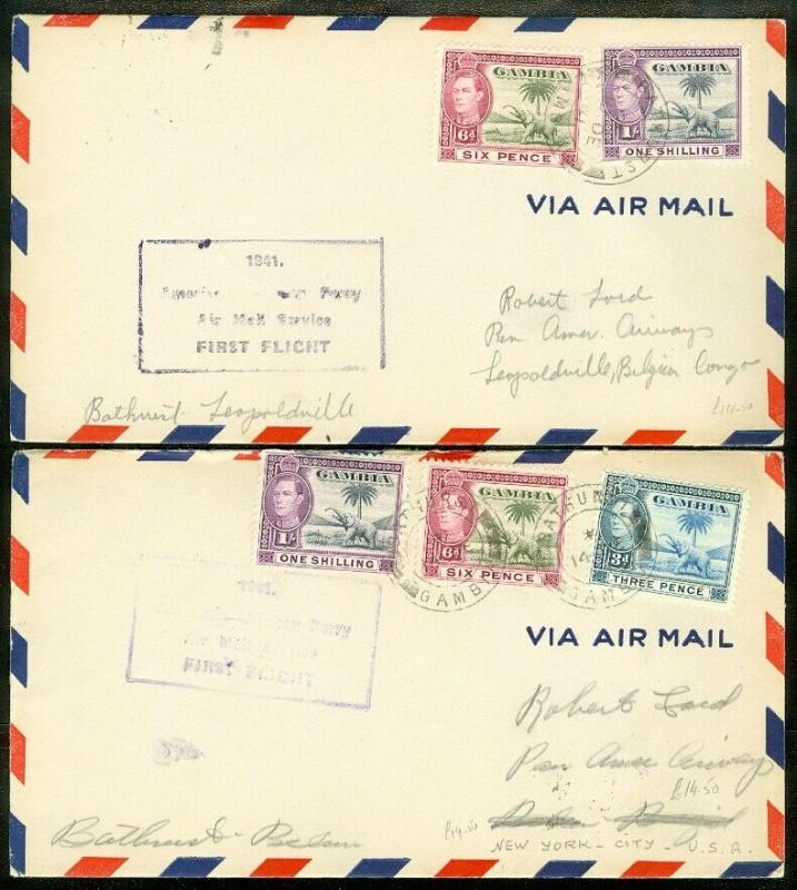 EDW1949SELL : GAMBIA 2 Scarce 1941 & 1942 covers.