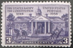 Scott #835 1938 3¢ Constitution Ratification MNH OG