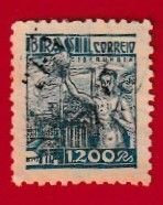 BRAZIL SCOTT#582 1943 1200r STEEL INDUSTRY - USED