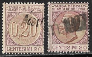 ITALY 1924 20+20c Tassa Di Bollo Scambi Commerciali Stamp Duty Revenue R49 Used