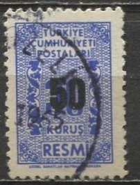 Turkey 1963: Sc. # O82; Used Single Stamp