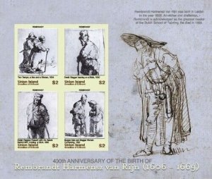 Union Island 2006 - Rembrandt / Artist Sheet of 4 Perforated stamps (#2) MNH