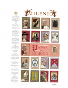 Nicaragua 2000 - The Popes Of The Millennium - Sheet of 17 Stamps Scott 2357 MNH