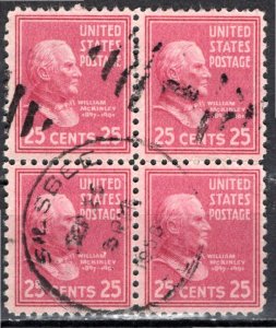 USA; 1938: Sc. # 829:  Used  Block of 4 Single Stamps