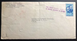 1950 American USA Embassy In Turkey Diplomatic Cover To Providence RI USA