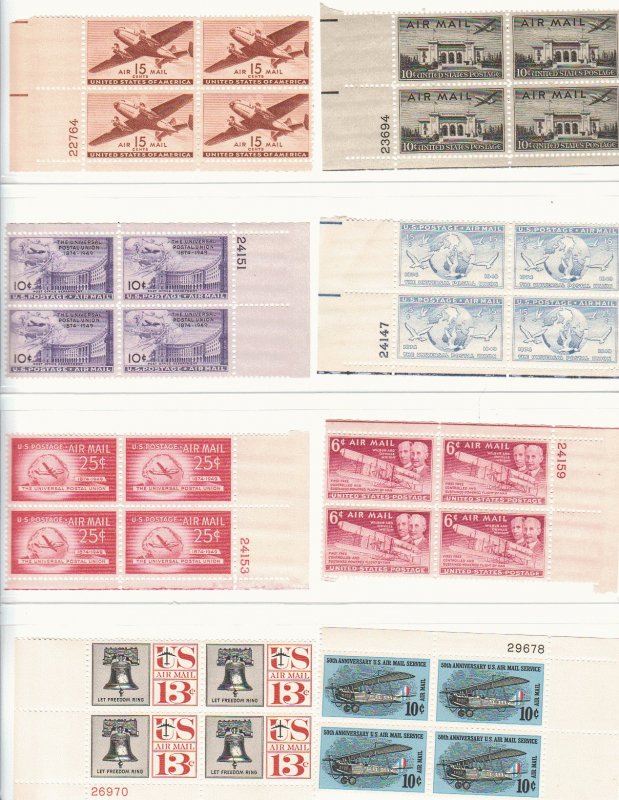 US AIRMAIL COLLECTION OF 41 PLATE BLOCKS MNH/OG