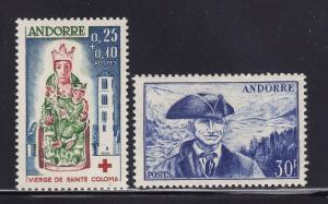 French Andorra Scott #'s 123 & B1 XF mint never hinged cv $ 59 ! see pic !