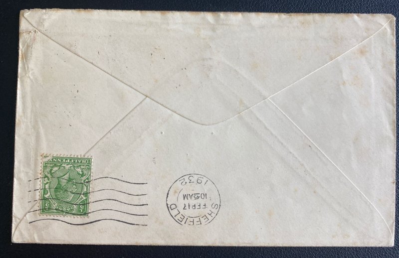 1932 Bulawayo Southern Rhodesia First Flight Airmail Cover To England