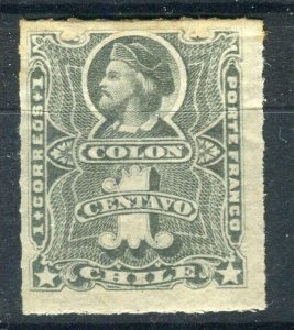 CHILE; 1877 early Columbus rouletted issue Mint hinged Shade of 1c. value