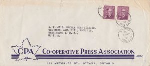 1952 CPA Co-operative Press Ass. 2x3c to USA Canada cover