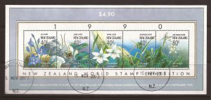 1990 New Zealand - Sc 986 - used VF - Mini Sheet - Orchids