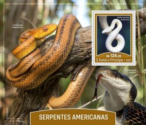 St Thomas - 2021 American Snakes, Texas Rat - Stamp Souvenir Sheet - ST210537b