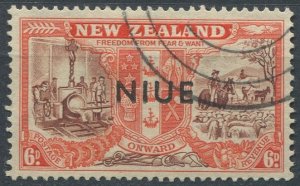 Niue Sc#92 Used, 6p org red & red brn, Peace and Victory (1946)