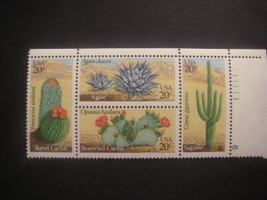 Scott 1942-45 or 1945a, 20c Desert Plants, PB4 #111111 6 UR, MNH Commemorative