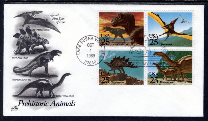 US 2425a Dinosaurs Artcraft U/A FDC