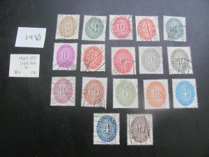 Germany 1927-33 USED MI. 114X-131X POSTAGE DUE SET  XF 80 EUROS  (249A)