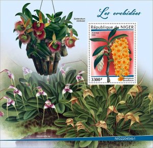 NIGER - 2022 - Orchids - Perf Souv Sheet #1 - Mint Never Hinged