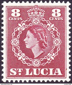 ST LUCIA 1954 QEII 8c Lake SG178 MH