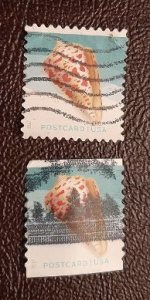 US Scott # 5165,5167; Two used (34c) postcard rate from 2017; VF center, off pap