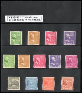 US Stamps # 839-51 MNH VF Prexy Coils