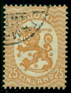 FINLAND #129 (111) 25p Lion, wmk, used, scarcer and VF, Scott $90.00