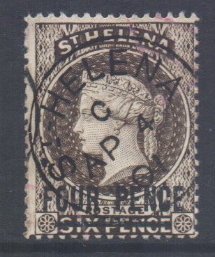 Saint Helena Scott 38 - SG43c, 1884 Victoria 4d on 6d used