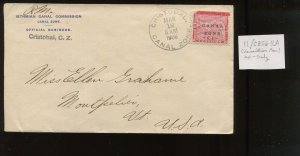 Canal Zone 11 on 1906 Official Business Cover Cristobal to VT (LV 1301) ex Salz