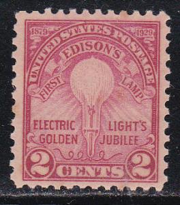 U.S. # 655, Edisons First Lamp, Mint NH