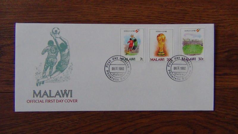 Malawi FDC x 5 1981 Xmas 1982 Wildlife Academy Football Remberence 