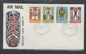 Papua New Guinea #221-24 (1966 Elema Myths set) on unaddressed cachet FDC