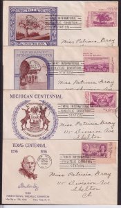 1936 TIPEX souvenir sheet singles Sc 778-82 with Grandy set of 4 cachets CV $120