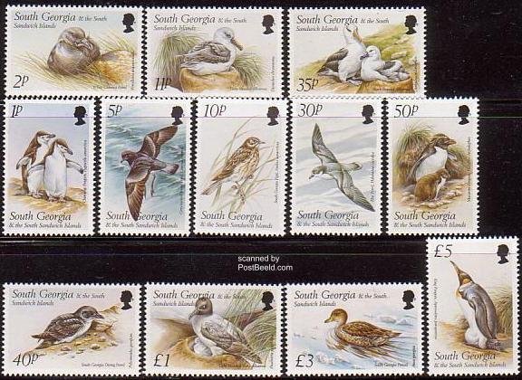 South Georgia / Falklands dep. 1999, Birds 12v, MNH