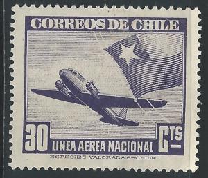 Chile #C56 30c Plane and Chilean Flag