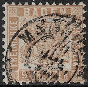 German States - Baden: #23a Used Stamp - Coat of Arms