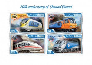 Maldives 2014 Channel Tunnel Anniversary  4 Stamp Sheet 13E-153