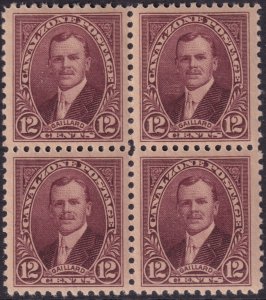 Sc# 109 U.S. Canal Zone 1928 - 1940 12¢ Lt. Col. Gallard block MNH CV $4.00