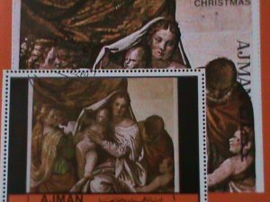 AJMAN-1972 WORLD FAMOUS CHRISTMAS PAINTING-VIRGINS & THE CHILD--CTO S/S VF