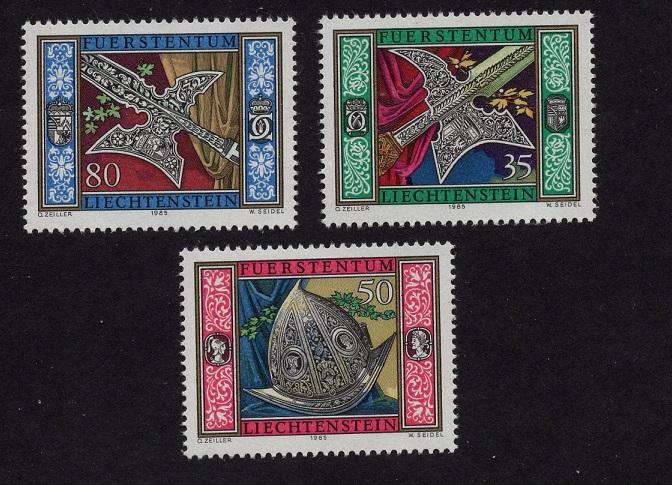 Liechtenstein  #826-828  1985  MNH Guard`s weapons and armour