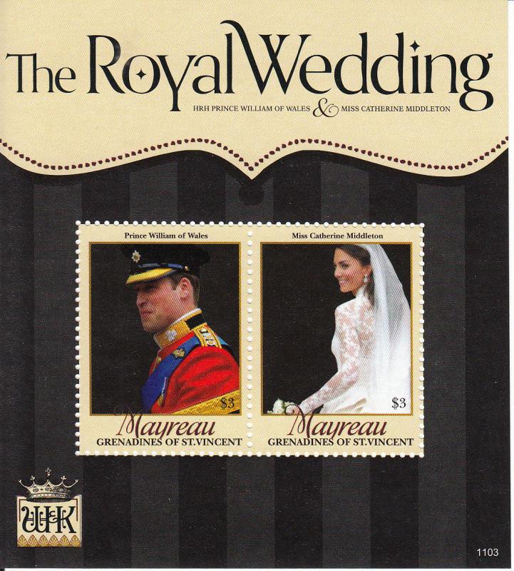 Mayreau Grenadines St Vincent 2011 MNH Royal Wedding 2v S/S Prince William Kate