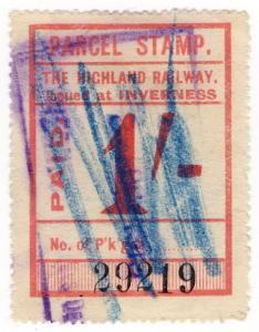 (I.B) The Highland Railway : Parcel Stamp 1/- (Inverness) 