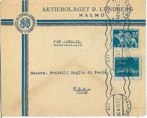 21326  -  SWEDEN -- POSTAL HISTORY  - COVER to ITALY 1920