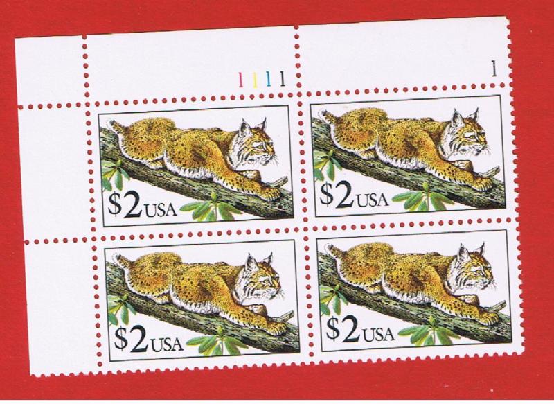 #2482 MNH OG plate block of 4 Bobcat  Free S/H