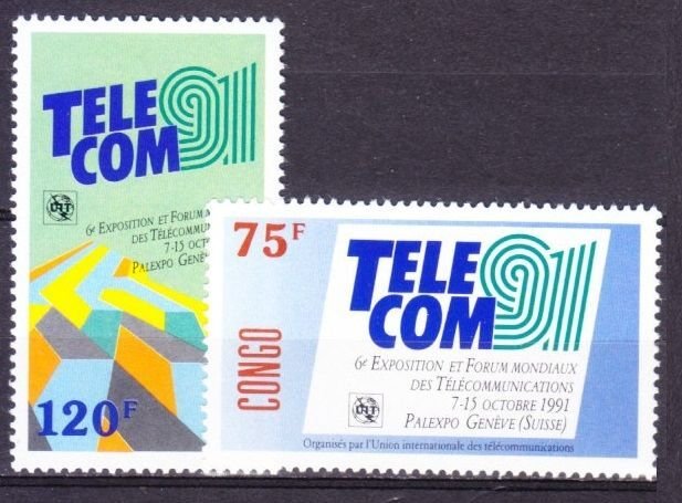 1991 Congo Brazzaville 1256-1257 ITU - TELECOM '91 2,20 €