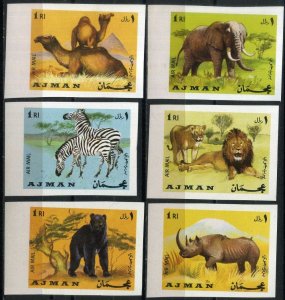 1969 Ajman 412-417b Fauna 10,00 €