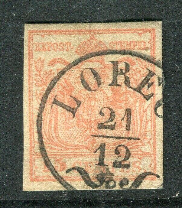 AUSTRIA; LOMBARDY 1850 early classic Imperf issue fine used 15c. fine cancel